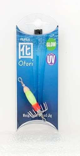 Otori Squid Jig, Weighted, 1 Pack, 1 oz, 1-1/8" Diameter Hook, Glow in the Dark by BeauMac