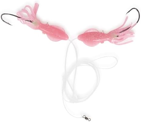 UMT Snapper Hi-Lo Fishing Rigs 4" Pink Squid Teaser, 8/0 Offset Octopus Hooks, 60lb Leader 1, 5, 10 Pack Options - Image 5