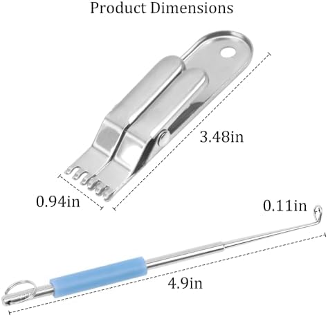 3 Pcs Fishing Baiting & Hook Removal Set - 2 Pcs Stainless Steel Earthworm Clips for Fast Loading + 1 Long Reach Fish Hook Remover Tool - Image 7