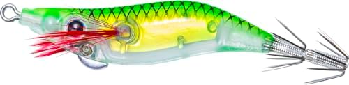 Yo-Zuri Mini Aurora Squid Jig, Floating, 2 Inch, 48mm, #1, Luminous Green by Yo-Zuri