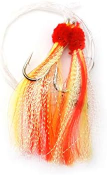 5 Packs 5/0 Shrimp Flying rig with red Yellow Shiny Krystal Flash - Image 7