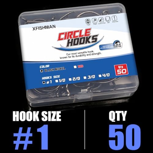 XFISHMAN Circle Hooks - Octopus Hooks Saltwater - 50 Pack #1 12/0 - Image 7
