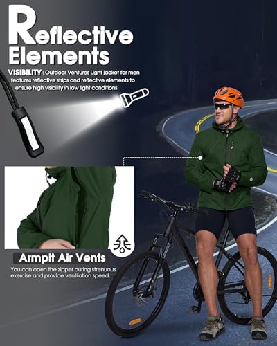 Outdoor Ventures Men's Packable Rain Jacket Waterproof Lightweight Raincoat - Image 6