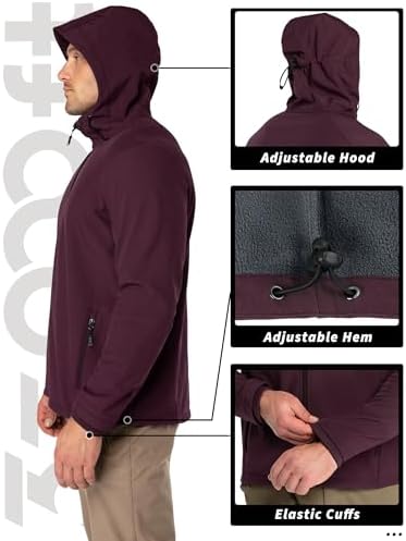 33,000ft Men's Hooded Fleece Lined Rain Shell Jacket Waterproof Lightweight - Image 5