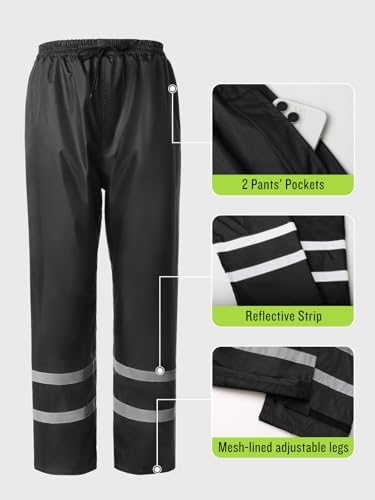 Men's Rain Suit High Visibility Reflective Work Rain Jacket Pants for All Sport Farm Fishing Motorcycle - Image 6