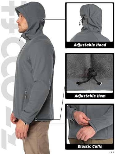 33,000ft Men's Hooded Fleece Lined Rain Shell Jacket Waterproof Lightweight - Image 5
