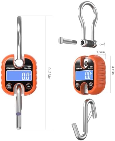 Hanging Scale Handheld 440lb/200kg Crane Scale Luggage Scale,with ABS Plastic case & Big LCD Display, Portable Digital Mini Crane Scale Fishing Scale,for Gym,Hunting,Travelling - Image 6