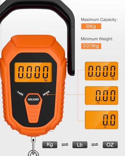 Digital Fishing Scale with Lip Gripper & Tape Measure, 110lb/50kg Waterproof Fish Weight Scale with LCD Display, Hanging Fish Weigher for Bass Fishing & Boat, Perfect Fishing Gifts for Men - Image 7