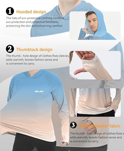Men's UPF 50+ Sun Protection Hoodie, Long Sleeve Fishing Shirt - Image 5