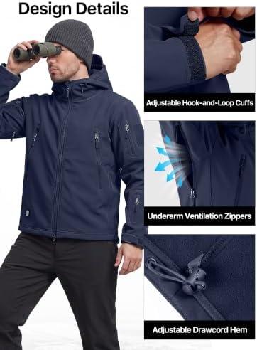 FREE SOLDIER Men's Hooded Waterproof Softshell Jacket - Image 6
