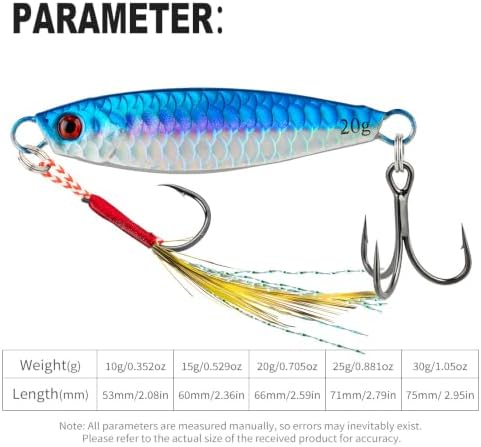 6 Pack 0.7oz Metal Jig Fishing Lures, Saltwater Freshwater Spoon Jigs with Storage Box & Treble Hooks - Image 7