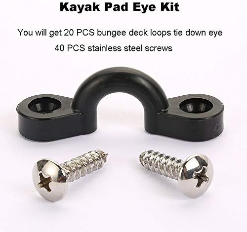 Kayak Pad Eye Kit, 10PCS Nylon Bungee Deck Loops Tie Down Pad Eye with 20 Screws for Boat Kayak Deck Rigging Kit - Image 7