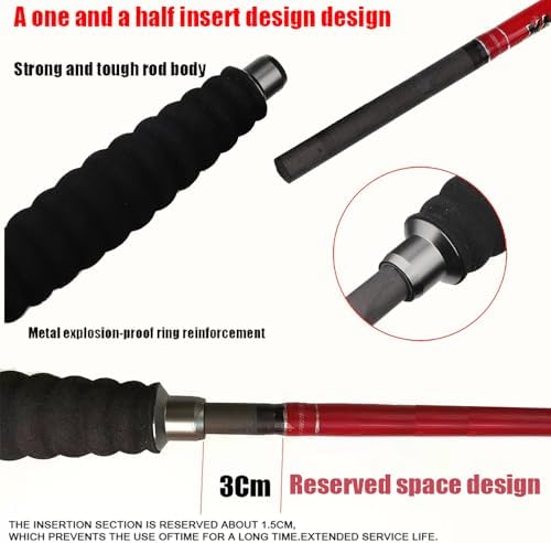 Saltwater Offshore Boat & Surf Casting Spinning Rod|2PCS|Heavy Power Fast-Medium|Action 3.5-10.6oz|Carbon Travel Surf Rod|Tuna, Grouper, Striper, Jigging|5.3'|EVA Handle - Image 7
