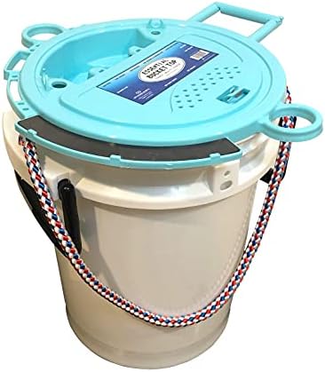 Lee Fisher Sports 5 Gallon iSmart Bucket (Rope Handle) with Essential Top (White), intergrated with Magnet pad, Rod, net, Tool, line, Accessories Holder and Vented Opening, Holes for Live Bait. by Lee+Fisher+Sports