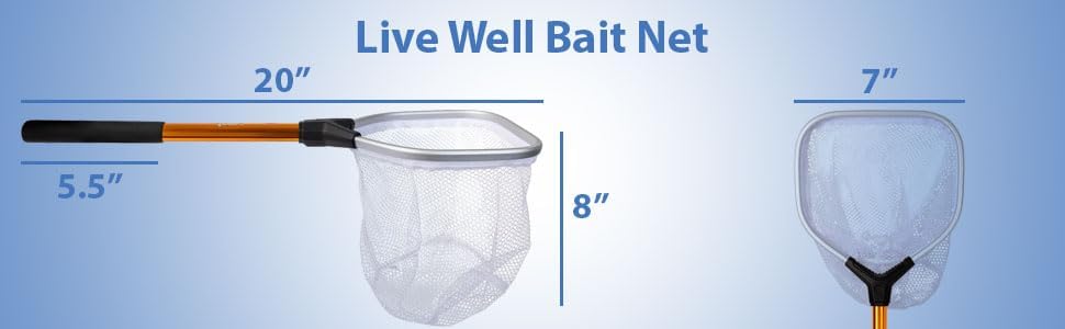 UMT Livewell Bait Net – 8" Deep Mesh Hoop, 12" Non-Slip Foam Grip Handle – Saltwater & Freshwater Fishing - Image 5