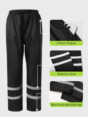Men's Rain Suit High Visibility Reflective Work Rain Jacket Pants for All Sport Farm Fishing Motorcycle - Image 6