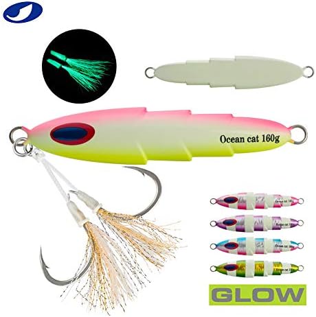 OCEAN CAT 1 PC Slow Pitch Jig Saltwater Fishing Lures Flat Fall Jigs, Jigging Baits with Hook for Saltwater Fishing 5 Colors 80G/120G/160G/200G/250G/300G - Image 5