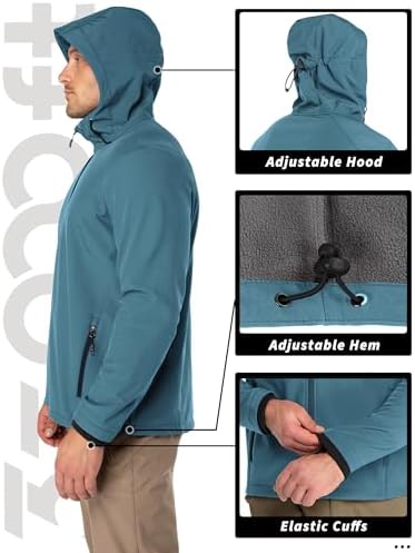 33,000ft Men's Hooded Fleece Lined Rain Shell Jacket Waterproof Lightweight - Image 5