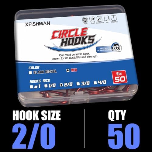 XFISHMAN Circle Hooks - Octopus Hooks Saltwater - 50 Pack #1 12/0 - Image 7