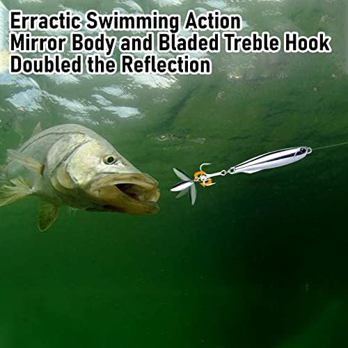 Dr.Fish 3 Pack Jigging Spoons Metal Casting Jigs Bladed Treble Hooks Saltwater Casting Spoons Surf Fishing Trolling Lures Vertical Diamond Jigs Mackerel Striper Bluefish Lures - Image 7