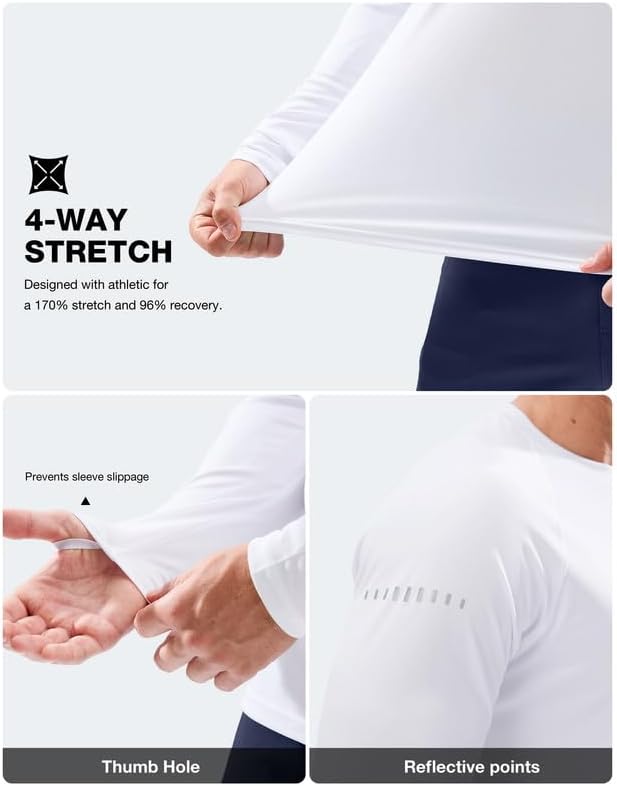 Men's Sun Protection Swim Long Sleeve UPF 50+ Rash Guard Lightweight Shirts - Image 6