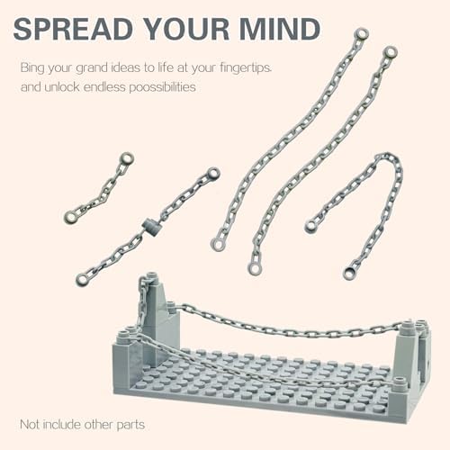 Taken All MOC Building Block Chain Links Accessories Chain Rope with End Studs Bricks Bulk Parts DIY Construction Toys Compatible with Major Brand for Kids 6Y+ (Light Gray) - Image 6