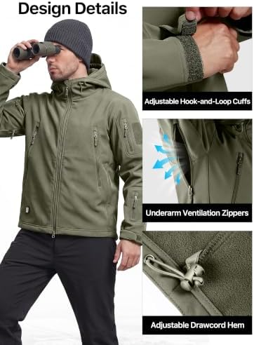 FREE SOLDIER Men's Hooded Waterproof Softshell Jacket - Image 6