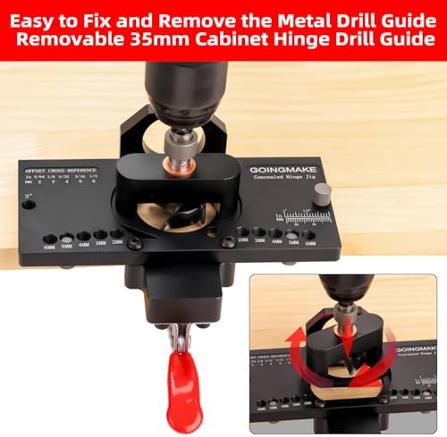 GOINGMAKE Metal Concealed Hinge Jig with Quick Clamp,35mm Cabinet Hinge Jig - Image 6