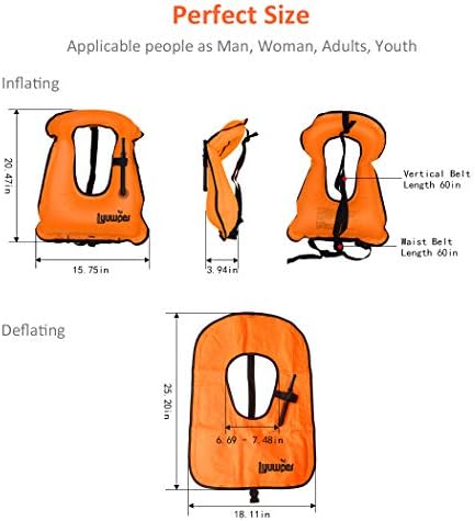 Inflatable Snorkel Vest Adult Snorkeling Jacket Free Diving Swimming Safety - Image 7