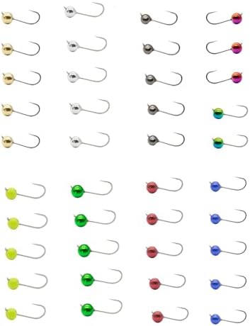 ALICHINO Tungsten Fly Tying Jig Heads for Fly Fishing Small Round Ball Crappie Jig Heads Tungsten Nano Jigs Kit Tungsten Beads with Hook by ALICHINO