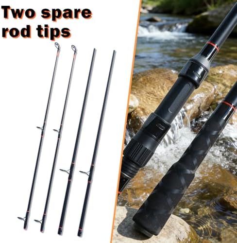 Surf Fishing Rod 9'/10'/11'/12', Carbon Fiber Graphite Spinning Rod 3-Piece Travel Rod with 2 Tips, Includes Pompano Rig & High-Strength Wire Leaders for Saltwater Beach Surf Casting - Image 7