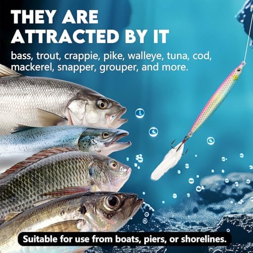 Eupheng Micro Shore Jigging Lure, Metal Jigs Fishing Lures Saltwater, Vertical Jigging & Shore Casting Baits for Tuna Salmon Bass Striper Mackerel - Image 7