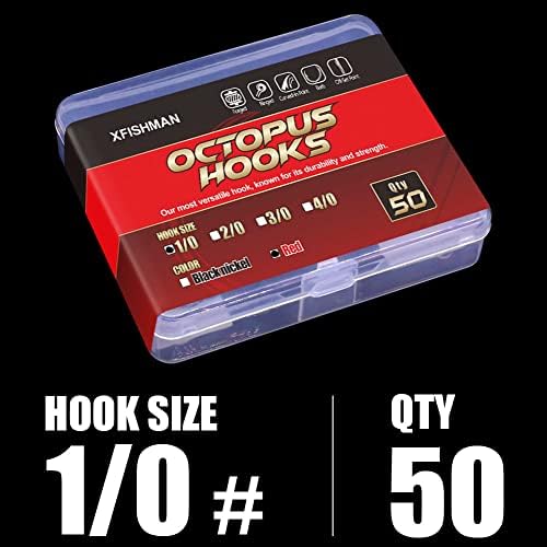 Octopus-Hook-Fishing-Beak-Circle-Hooks-Freshwater-Red-Black-100-50 Pack - Image 6