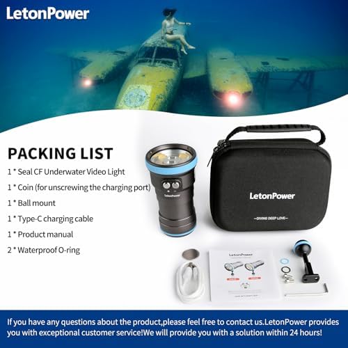 Seal CF 6000 Lumen Dive Light for Underwater Photography, 100m Underwater Video Light 96 CRI with 120 Degree Wide Beam Angle Scuba Flashlight for Professional Dive Photography Fill Light - Image 7