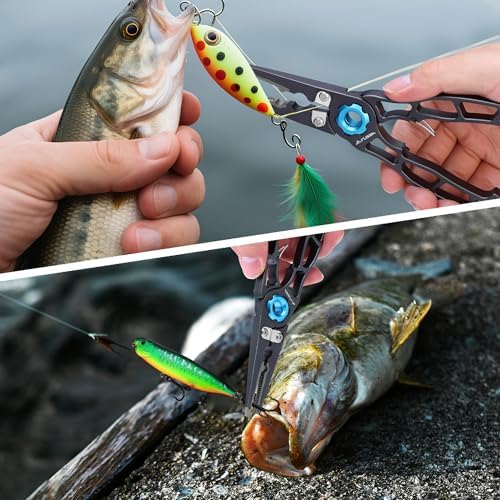 FLISSA Fishing Pliers, Safety Lock Design Fish Pliers Saltwater, Aluminum Hook Remover, Titanium 6Al-4V Jaw and Tungsten Carbide Line Cutters, Sheath & Lanyard, Fishing Gear Gifts for Men - Image 7