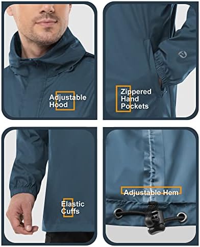 Outdoor Ventures Men's Rain Jacket Waterproof Lightweight Packable Pullover - Image 5