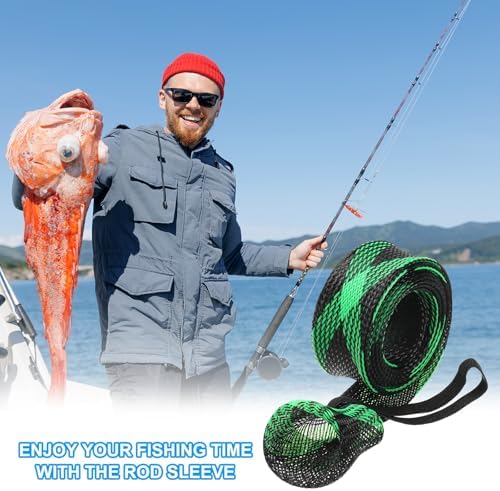 PATIKIL Rod Sock, Fishing Rod Sleeve Cover Braided Mesh Pole Protector Gloves Fishing Tools Pointed End for Spinning Fishing Rod Fly Rod Ice Rod Casting Rod - Image 7
