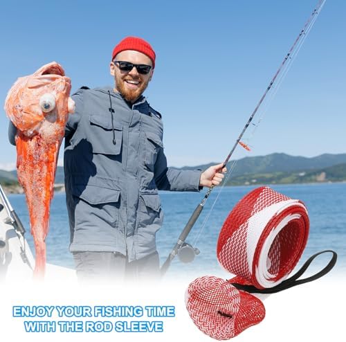 PATIKIL Rod Sock, Fishing Rod Sleeve Cover Braided Mesh Pole Protector Gloves Fishing Tools Pointed End for Spinning Fishing Rod Fly Rod Ice Rod Casting Rod - Image 7