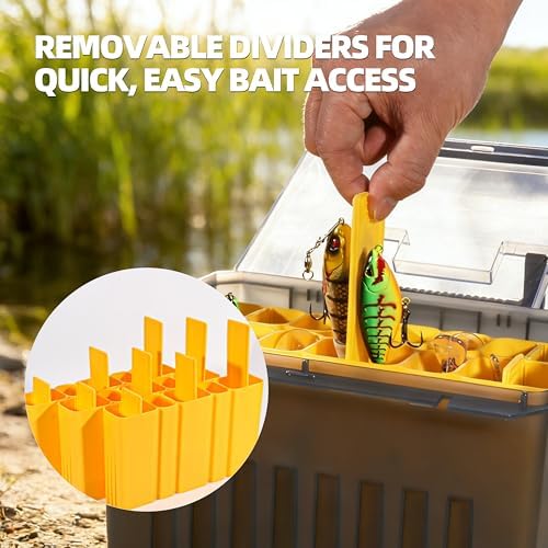 RUNCL Fishing Tackle Box with Clear Lid - Large-Capacity Multi-Slot Organizer, Rigid Hard Lure Organizer, Durable for Freshwater Bass & Saltwater Fishing - Image 6