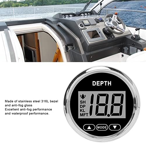 Digital Boat Depth Finder, 52mm/2in Marine Depth Gauge, Depth Sounder Dash Depth Finder Transducer with White Backlight for Yachts Boats Marine - Image 7