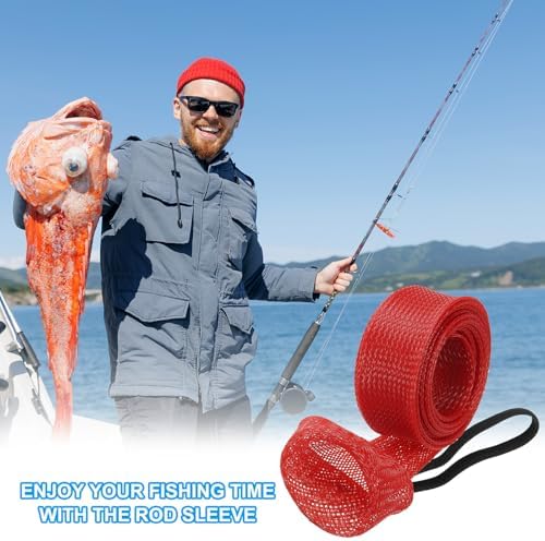 PATIKIL Rod Sock, Fishing Rod Sleeve Cover Braided Mesh Pole Protector Gloves Fishing Tools Pointed End for Spinning Fishing Rod Fly Rod Ice Rod Casting Rod - Image 7