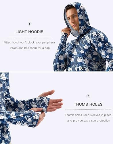 Pudolla Men's Sun Protection Hoodie Shirts UPF 50+ Fishing Hiking Shirt - Image 6