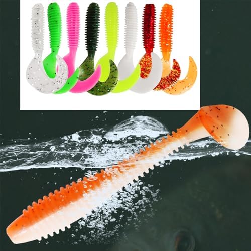 Soft Fishing Lures Set with Tackle Box, 6.5cm/8cm Paddle Tail Swimbaits, 60PCS Soft Plastic Baits with Curly Tails, Freshwater Fishing Lures for Bass, Trout, and More - Image 7