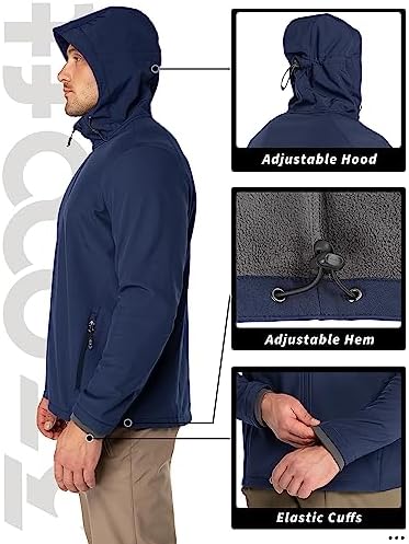 33,000ft Men's Hooded Fleece Lined Rain Shell Jacket Waterproof Lightweight - Image 5