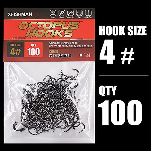 Octopus-Hook-Fishing-Beak-Circle-Hooks-Freshwater-Red-Black-100-50 Pack - Image 6