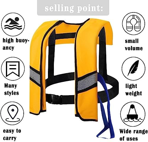 4PCS Snorkel Vest, Portable Inflatable Swim Vest Jackets for Snorkeling Swimming Diving Safety,Manual Inflatable Men's Women's Adjustable Vest for Swimming Fishing Outdoor Water Sports (330LB) - Image 7