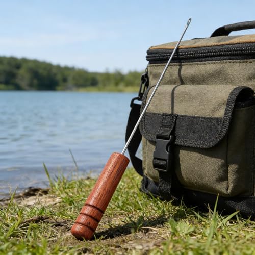 Worm Threader Fishing Bait Rigging Needles, 5.8'' Stainless Steel Small Rig Tool with Wooden Handle, Portable Carp Fishing for Freshwater & Saltwater Anglers - Image 7