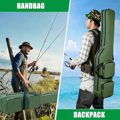 SILANON Fishing Rod Case, Portable Fishing Pole Bag 4.27ft Waterproof Rod Reel Carrier Organizer Large Capacity Tackle Storage Bag Travel Carry Case Gift for Men - Image 7