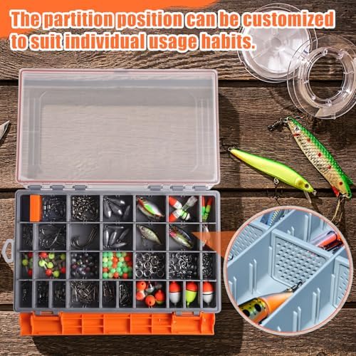 Junkin 6 Pack 3700 Fishing Tackle Boxes Waterproof, Large Orange Lure Organizer Trays with Custom Dividers, Airtight Tackle Storage Case for Saltwater Baits, Swimbaits & Boat Bag Accessories - Image 6
