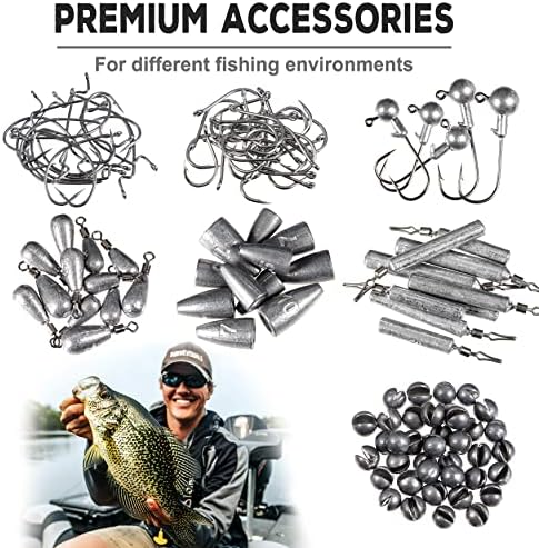PLUSINNO 253/387pcs Fishing Gear Accessories Kit, Fishing Tackle Box with Tackle Included, Fishing Hooks, Fishing Weights Sinkers, Spinner Blade, Fishing Equipment for Bass Trout Bluegill Crappie - Image 7